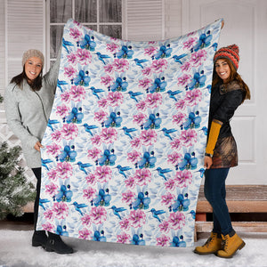 Hummingbird Pattern Print Design 02 Premium Blanket