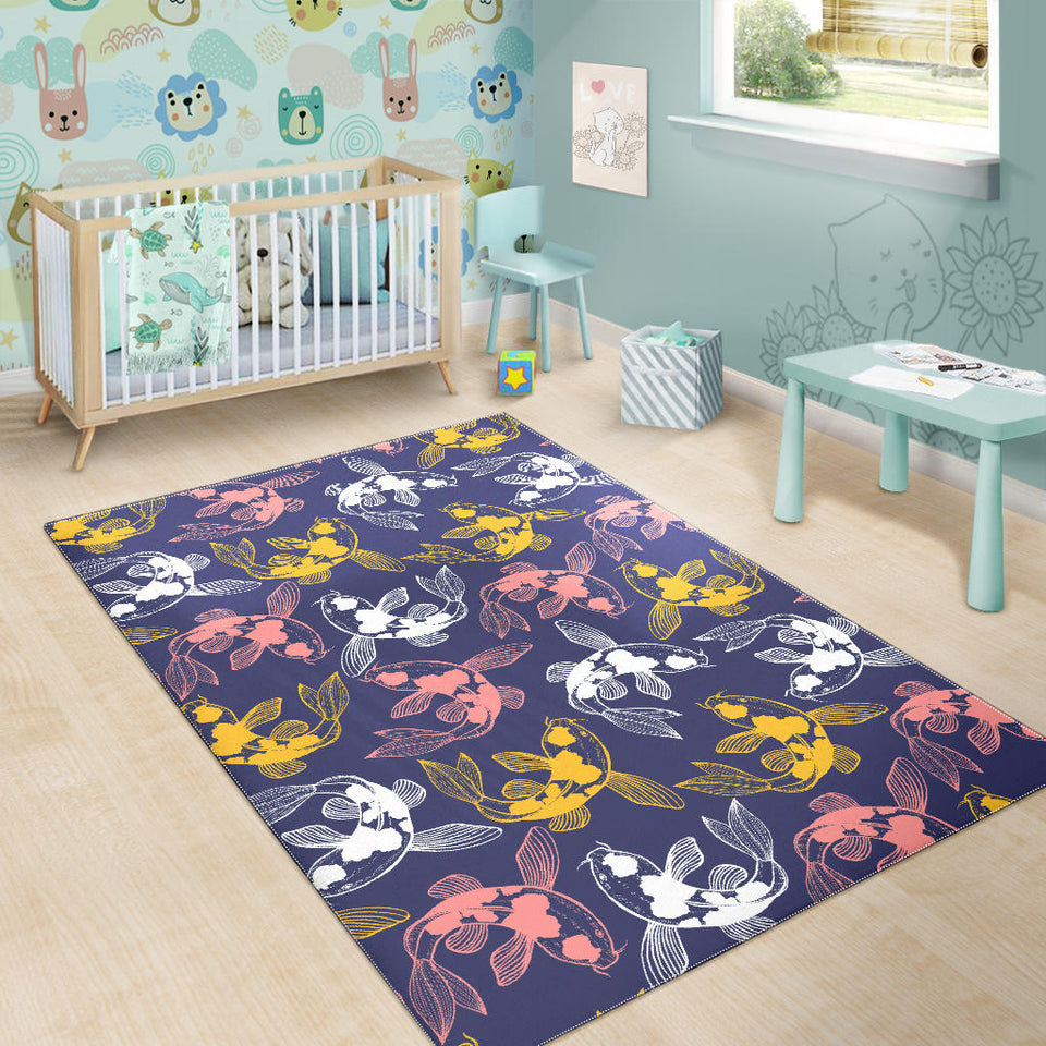 Koi Fish Carp Fish Pattern Area Rug