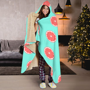 Grapefruit Green Background Hooded Blanket