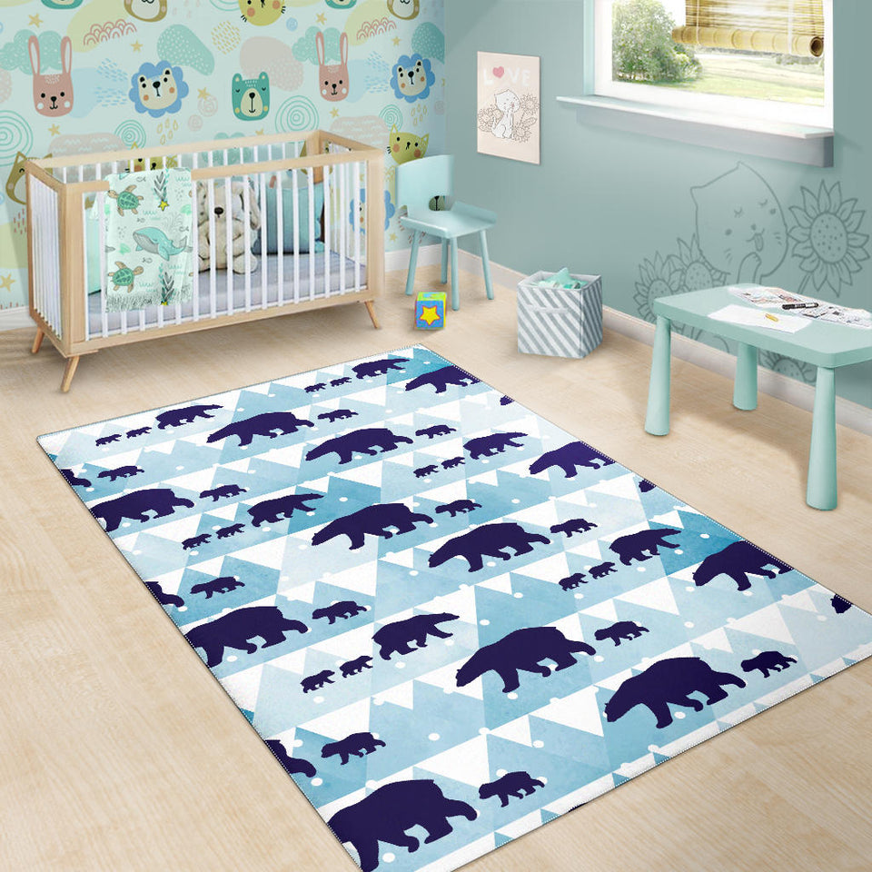 Polar Bear Winter Snow Pattern Area Rug