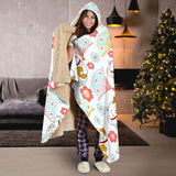 Maneki Neko Lucky Cat Fan Sakura Hooded Blanket