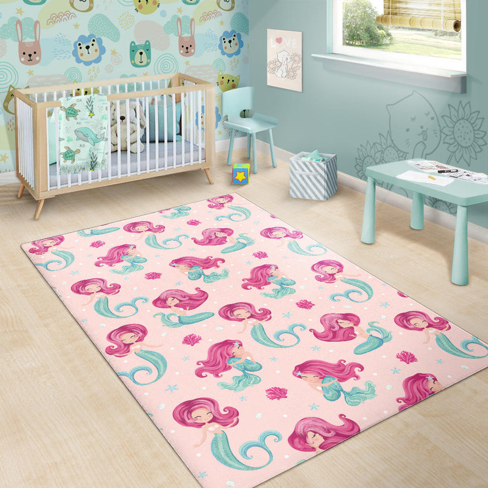 Cute Little Mermaid Pattern Area Rug