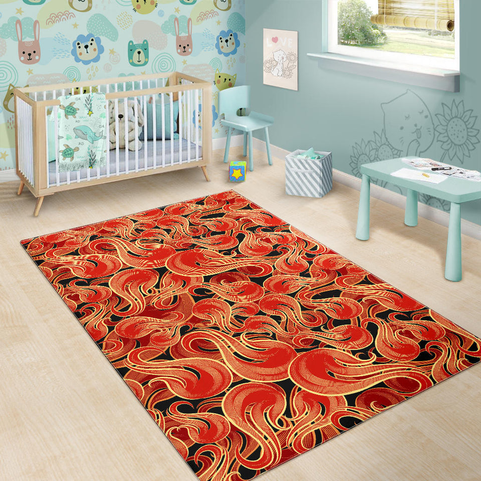 Fire Flame Pattern Area Rug