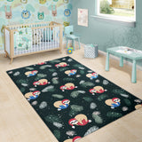 Cute Sloths Sleeping Christmas Ball Santa Hat Pattern Area Rug