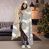 Cute Dachshund Dog Pattern Hooded Blanket