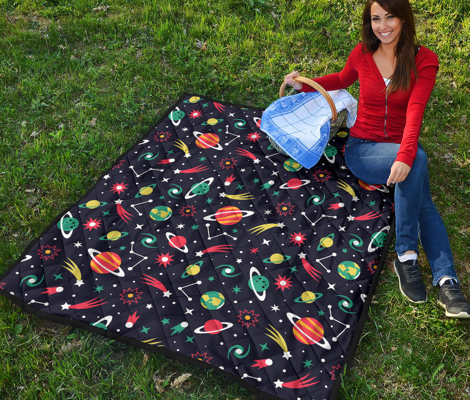 Colorful Space Pattern Planet Star Premium Quilt