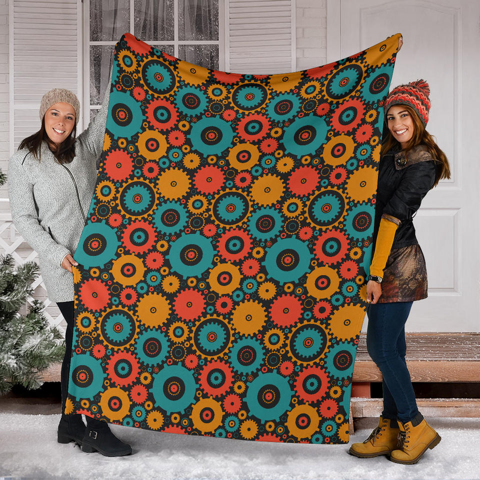 Gear Pattern Print Design 01 Premium Blanket