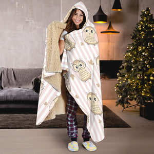 Cute Owl Leaf Hooded Blanket