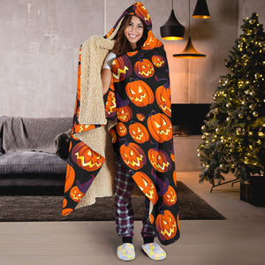 Halloween Pumpkin Pattern Hooded Blanket