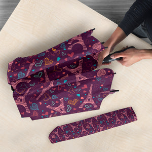 Eiffel Tower Heart Pattern Print Design 04 Umbrella