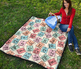 Chemistry Periodic Table Pattern Print Design 02 Premium Quilt