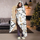 Anchors Rudders Pattern Hooded Blanket