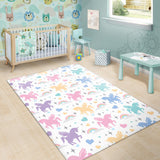 Colorful Unicorn Rainbow Heart Pattern Area Rug