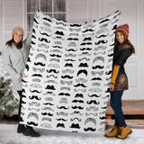 Mustache Beard Pattern Print Design 04 Premium Blanket