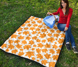 Orange Maple Leaf Pattern Premium Quilt