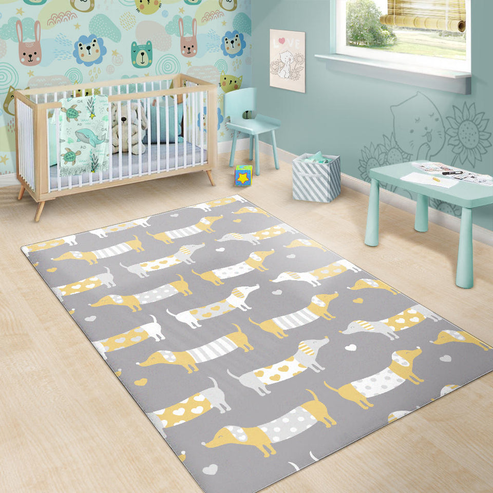 Cute Dachshund Dog Pattern Area Rug