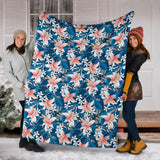 Hibiscus Pattern Print Design 02 Premium Blanket