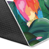 Parrot Palm Tree Leaves Flower Hibiscus Pattern Area Rug