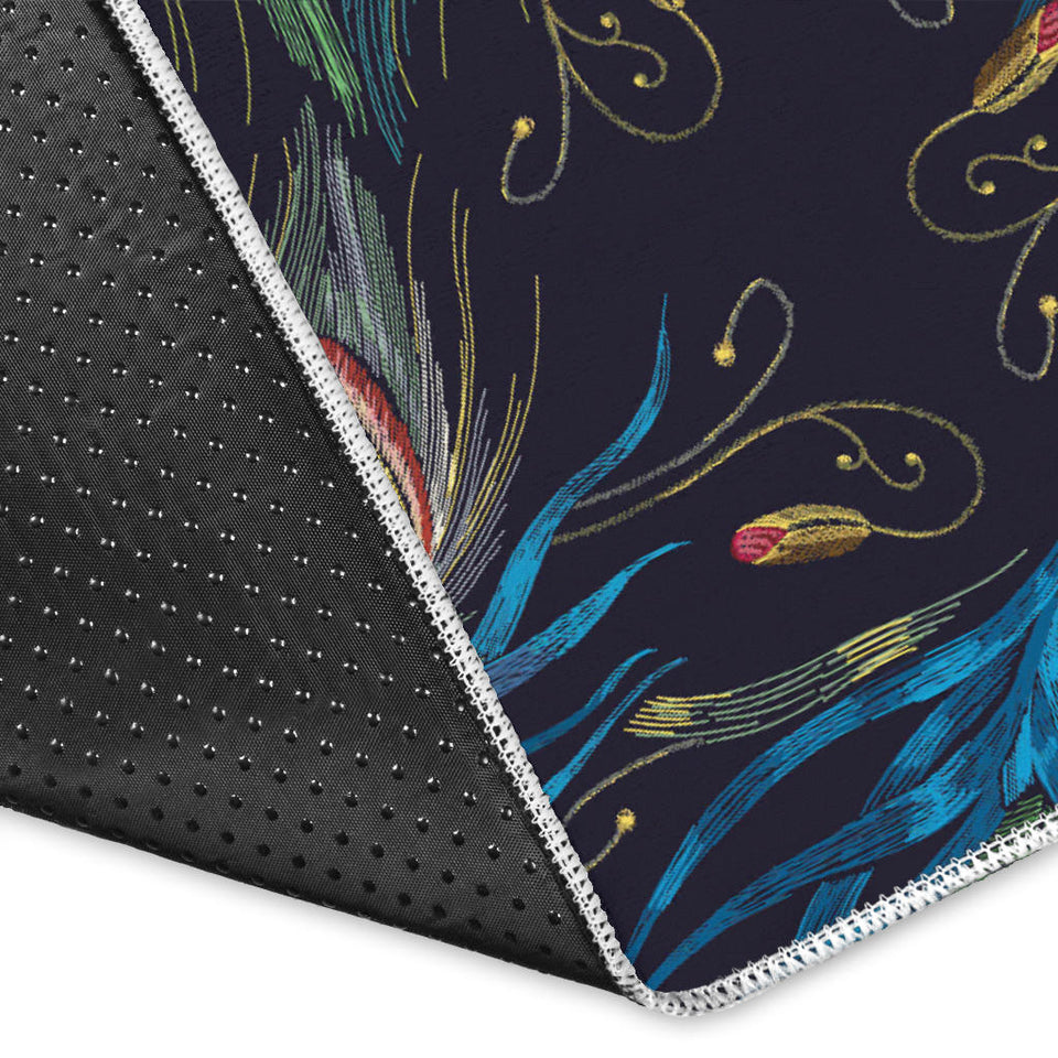 Beautiful Peacock Feather Pattern Area Rug