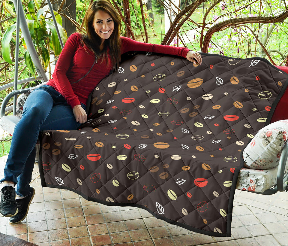 Coffee Bean Leave Pattern Premium Quilt