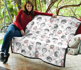 Hedgehog Pattern Print Design 02 Premium Quilt