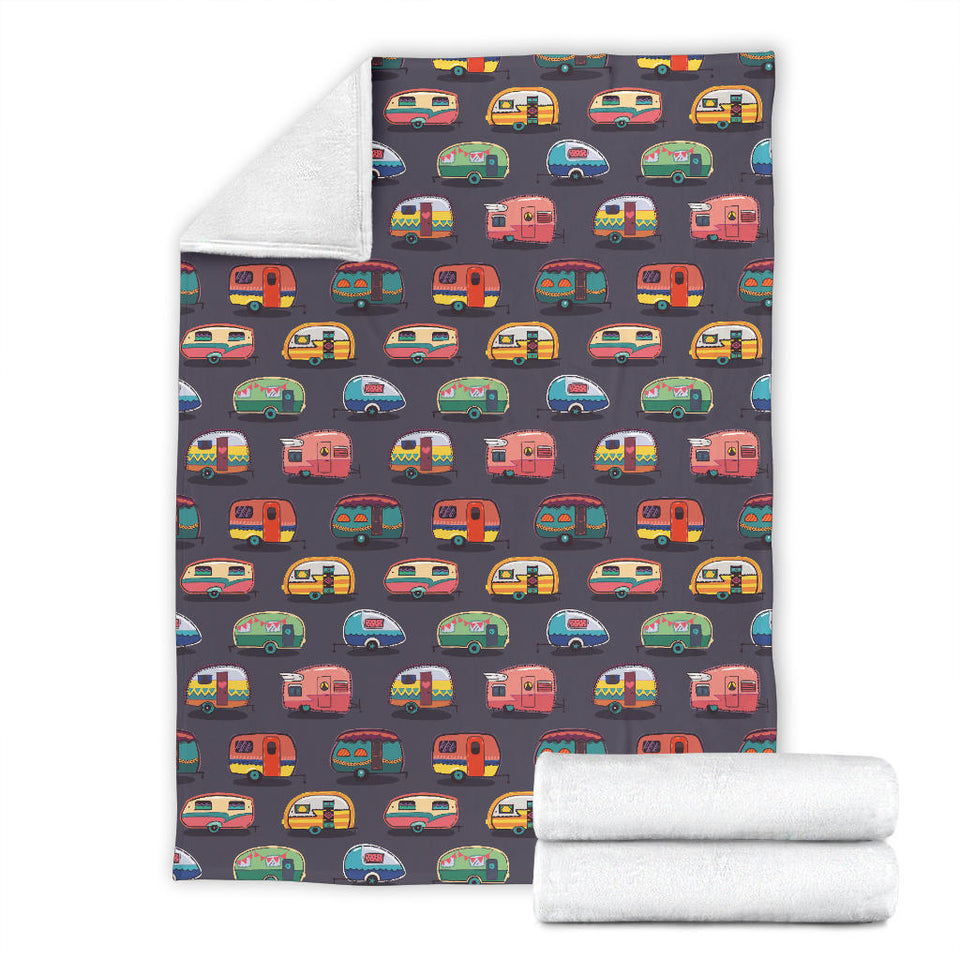 Camper Van Pattern Print Design 02 Premium Blanket