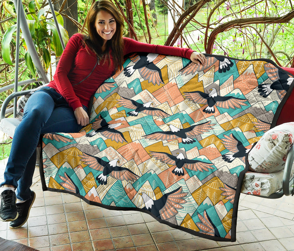 Eagle Pattern Print Design 02 Premium Quilt
