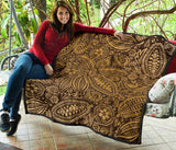 Cocoa Beans Tribal Polynesian Pattern Background Premium Quilt