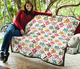 Color Cute Owl Pattern Premium Quilt