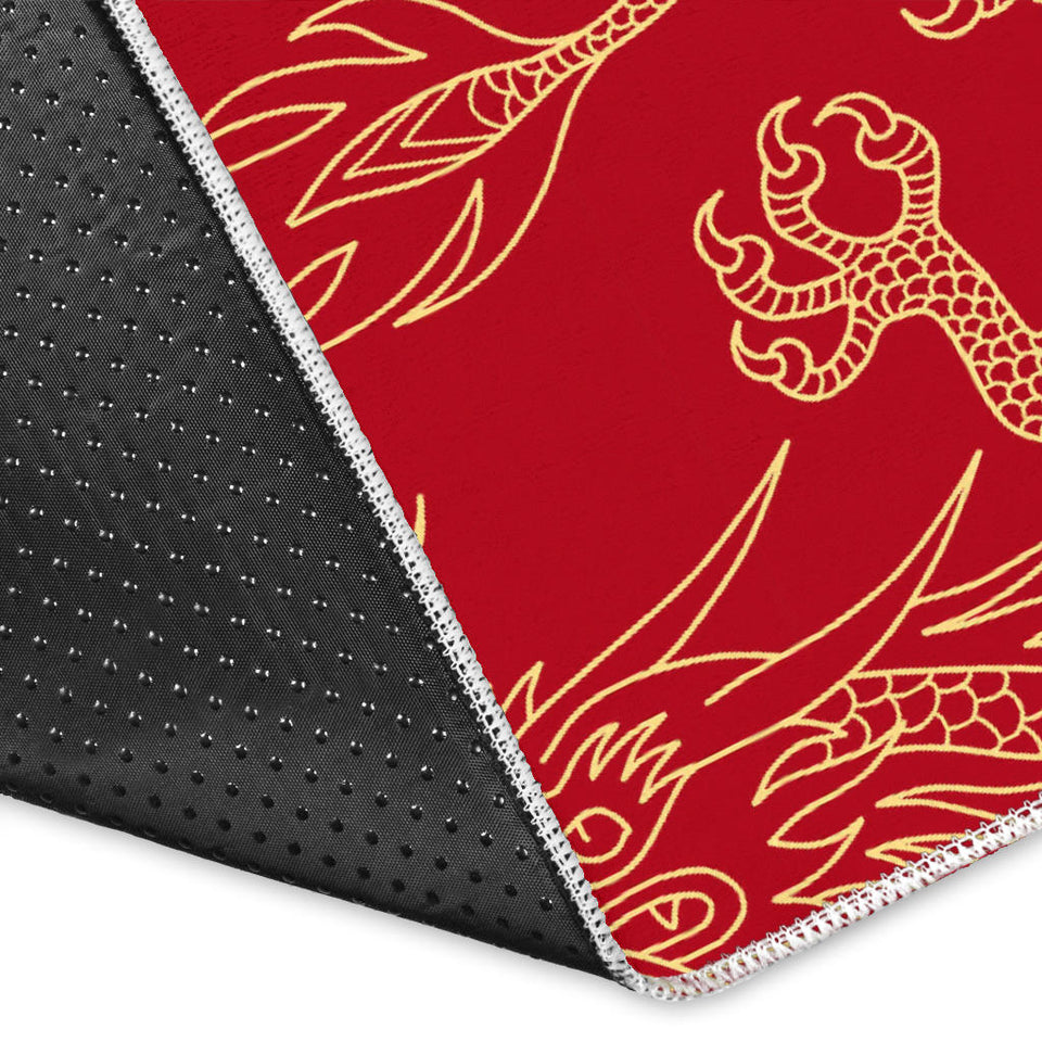 Gold Dragons Red Background Area Rug