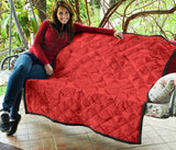Strawberry Pattern Red Background Premium Quilt