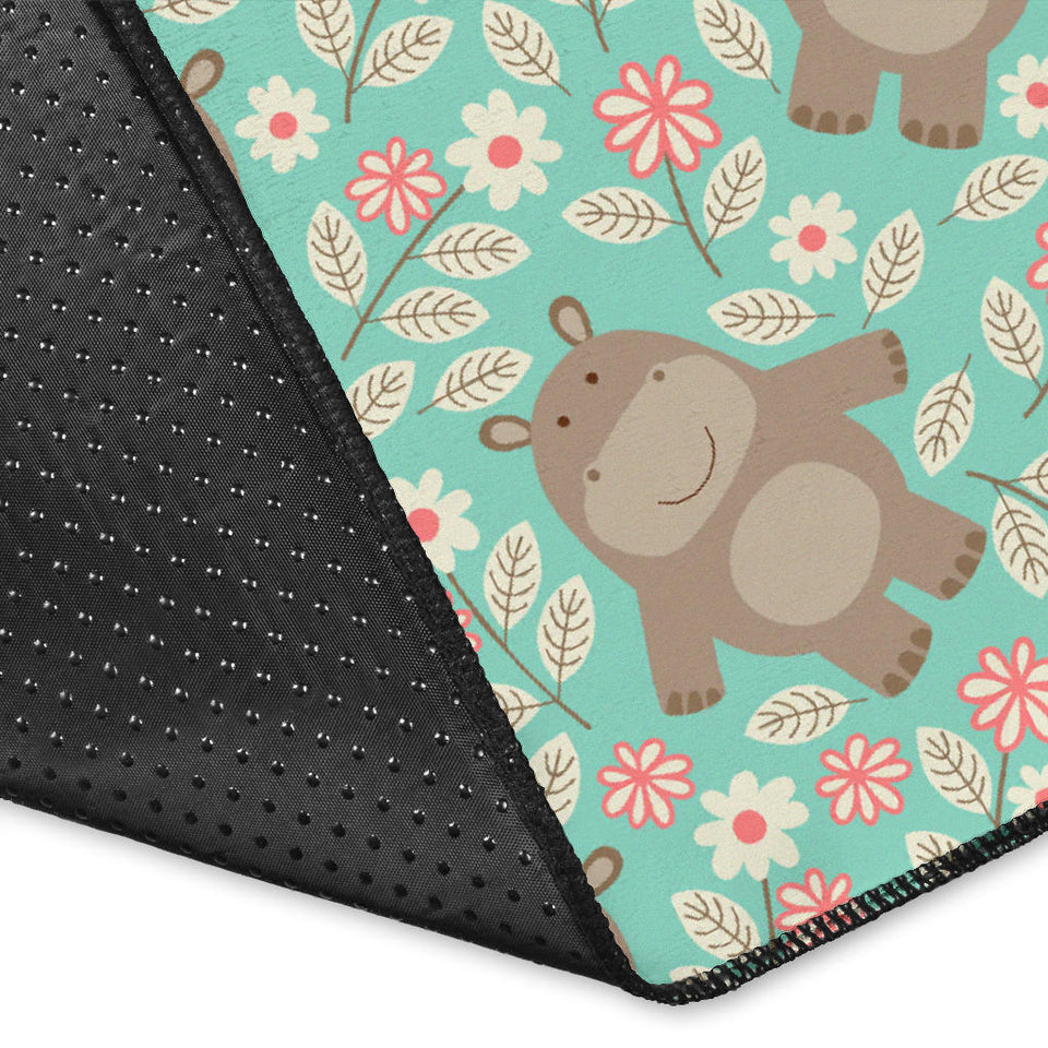 Hippopotamus Pattern Print Design 02 Area Rug