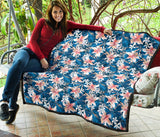 Hibiscus Pattern Print Design 02 Premium Quilt