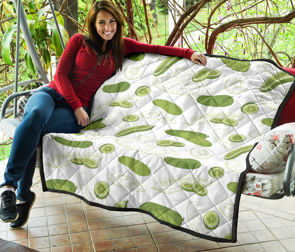 Cucumber Sketch Pattern Premium Quilt