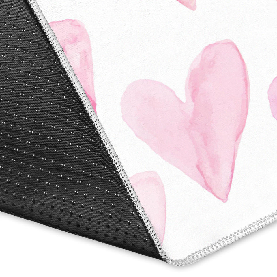 Watercolor Pink Heart Pattern Area Rug