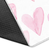 Watercolor Pink Heart Pattern Area Rug