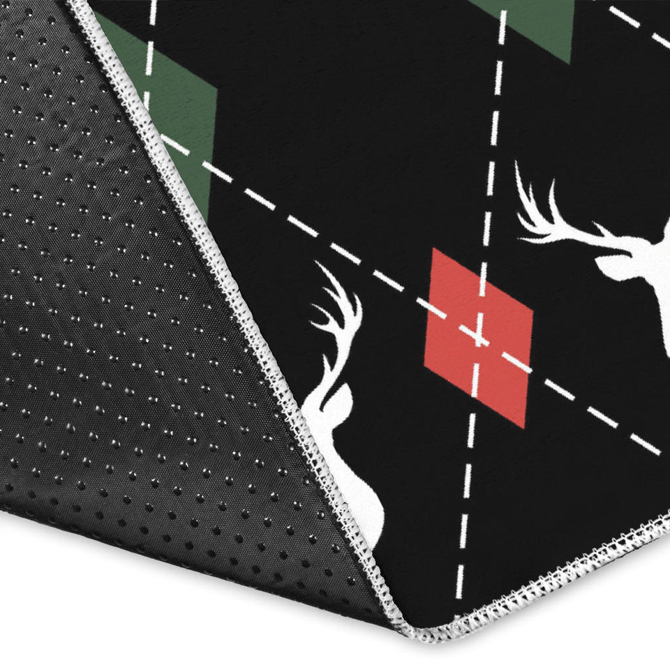 Deer Christmas New Year Pattern Argyle Area Rug