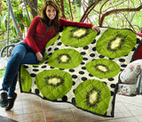 Kiwi Black Dot Background Premium Quilt