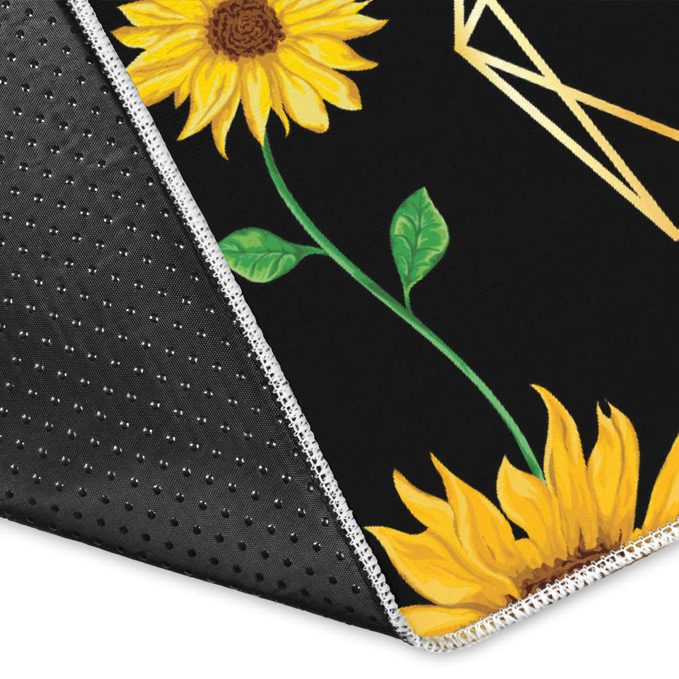 Sunflower Golden Polygonal Shapes Area Rug