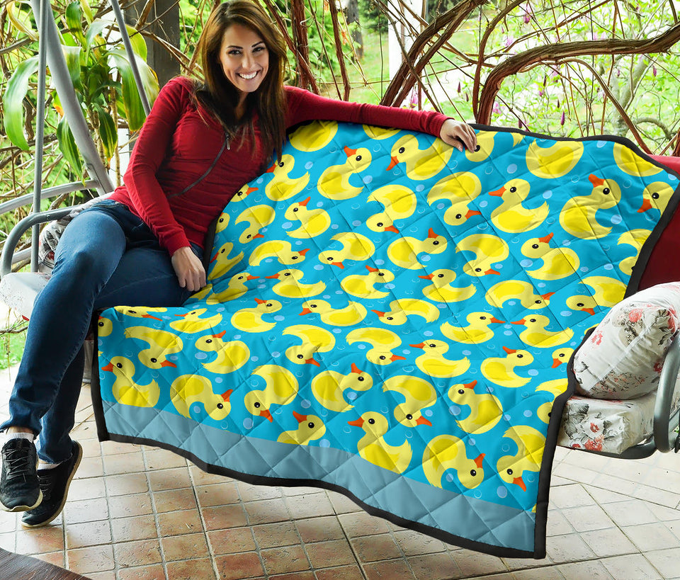 Duck Toy Pattern Print Design 04 Premium Quilt