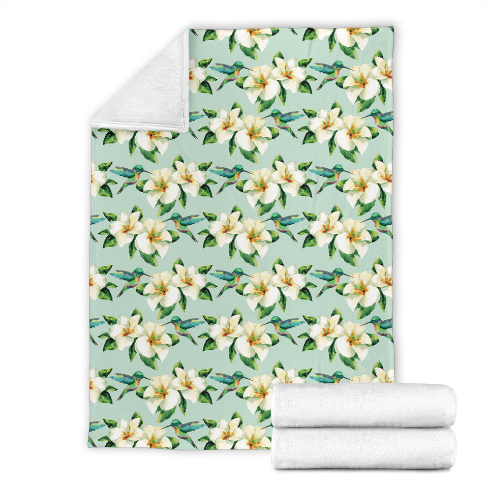 Hummingbird Pattern Print Design 01 Premium Blanket