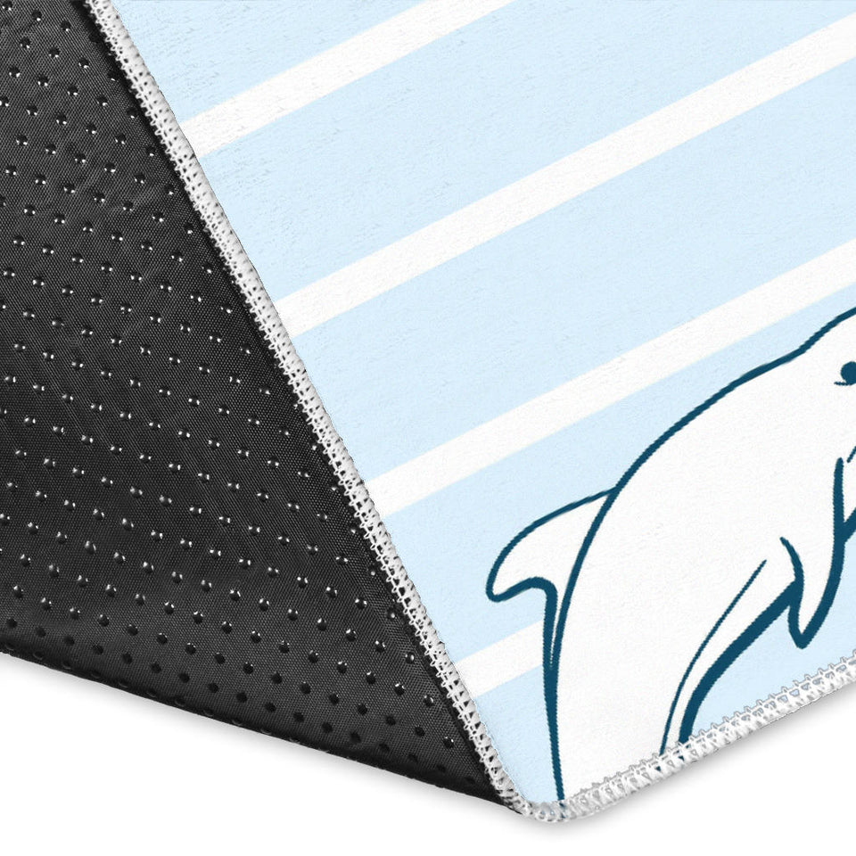 Dolphin Blue Striped Background Area Rug
