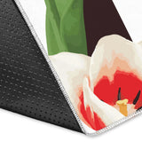 Red And White Tulips Pattern Area Rug