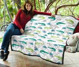 Watercolor Crocodile Pattern Premium Quilt