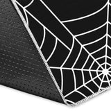 Spider Web Pattern Black Background White Cobweb Area Rug