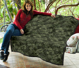 Digital Green Camo Camouflage Pattern Premium Quilt