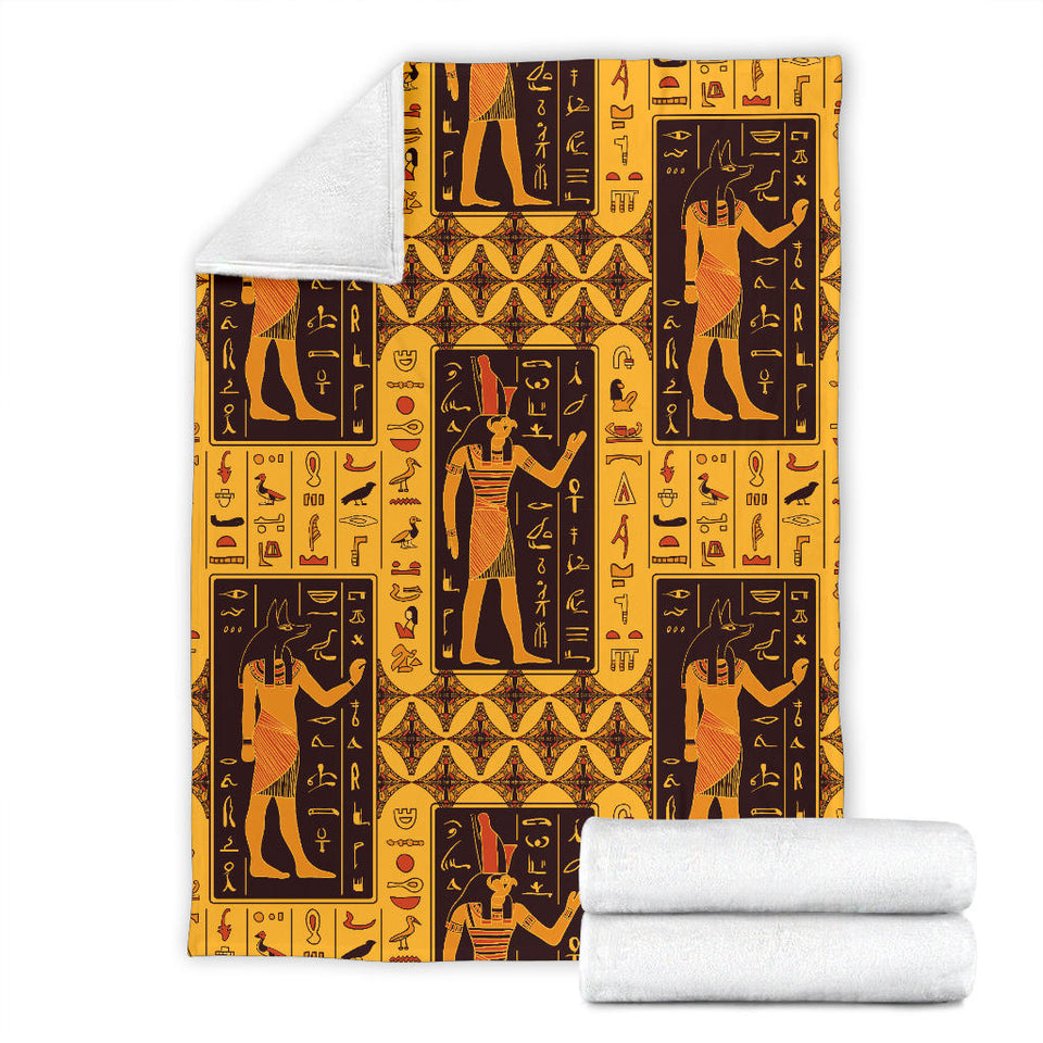 Egypt Hieroglyphics Pattern Print Design 05 Premium Blanket