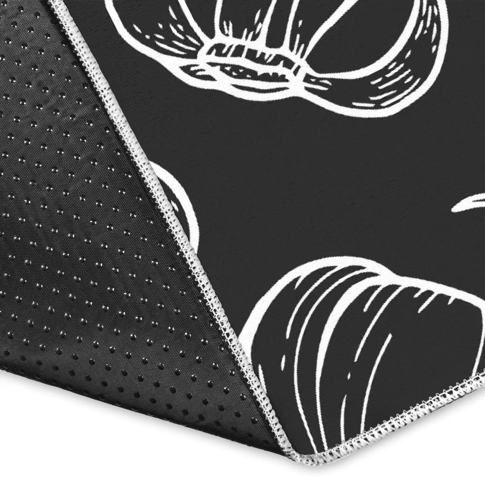 Garlic Pattern Black Background Area Rug