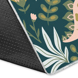 Dinosaurs Tropical Leaves Flower Pattern Area Rug