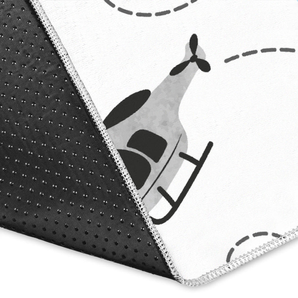 Watercolor Helicopter Cloud Pattern Area Rug